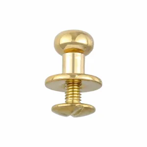 10mm, Shiny Gold, Flat Top Collar Button Stud with Screw, Solid Brass - PK10, #P-1700-GOLD