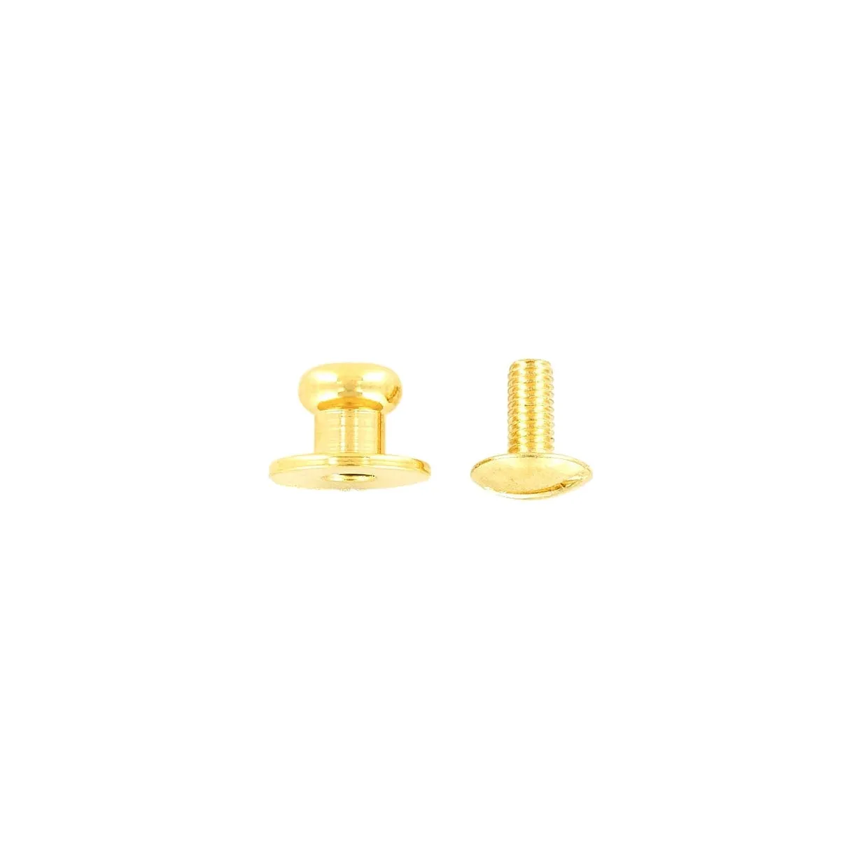 10mm, Shiny Gold, Flat Top Collar Button Stud with Screw, Solid Brass - PK5, #P-287-SM-GOLD