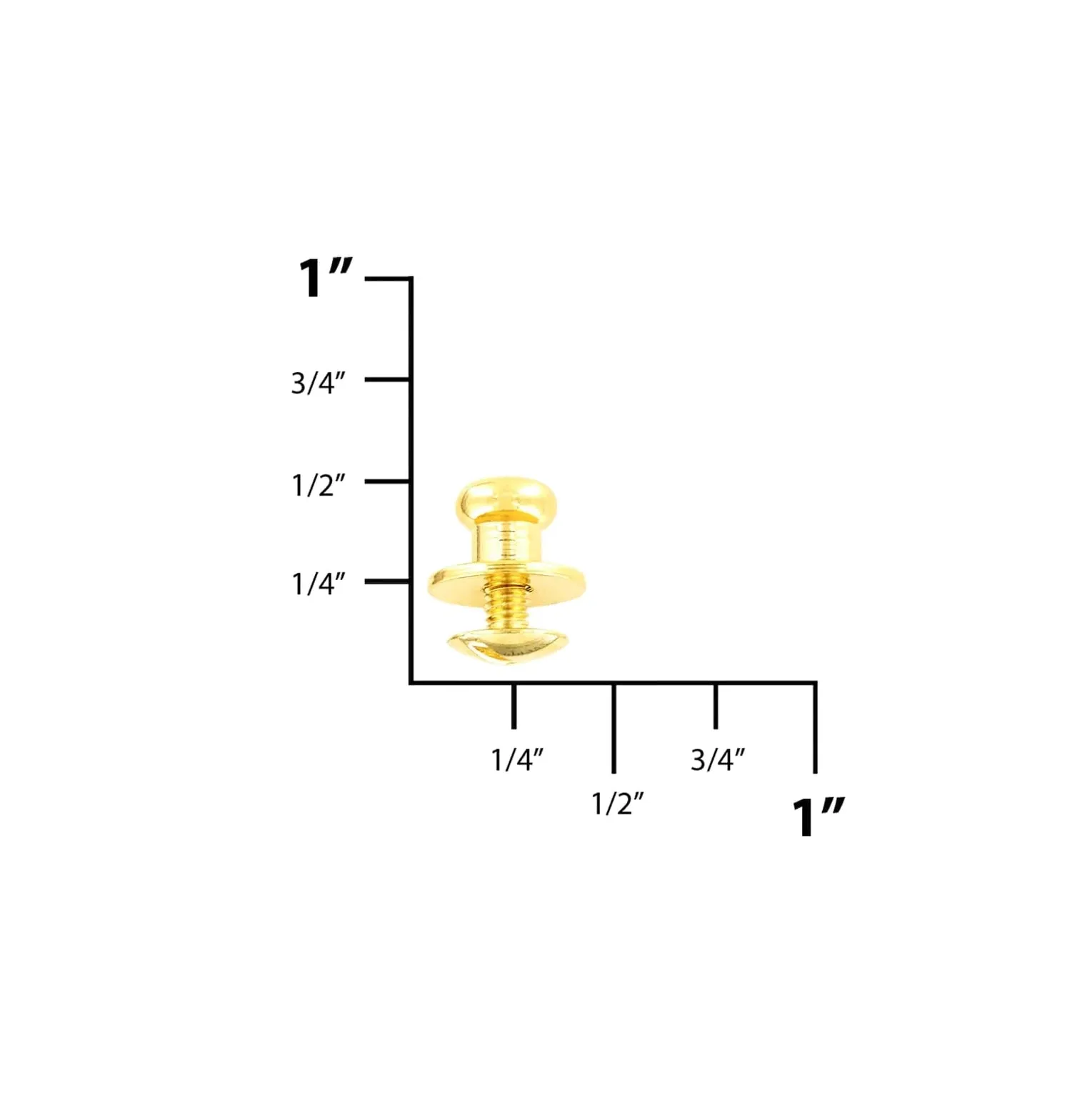 10mm, Shiny Gold, Flat Top Collar Button Stud with Screw, Solid Brass - PK5, #P-287-SM-GOLD