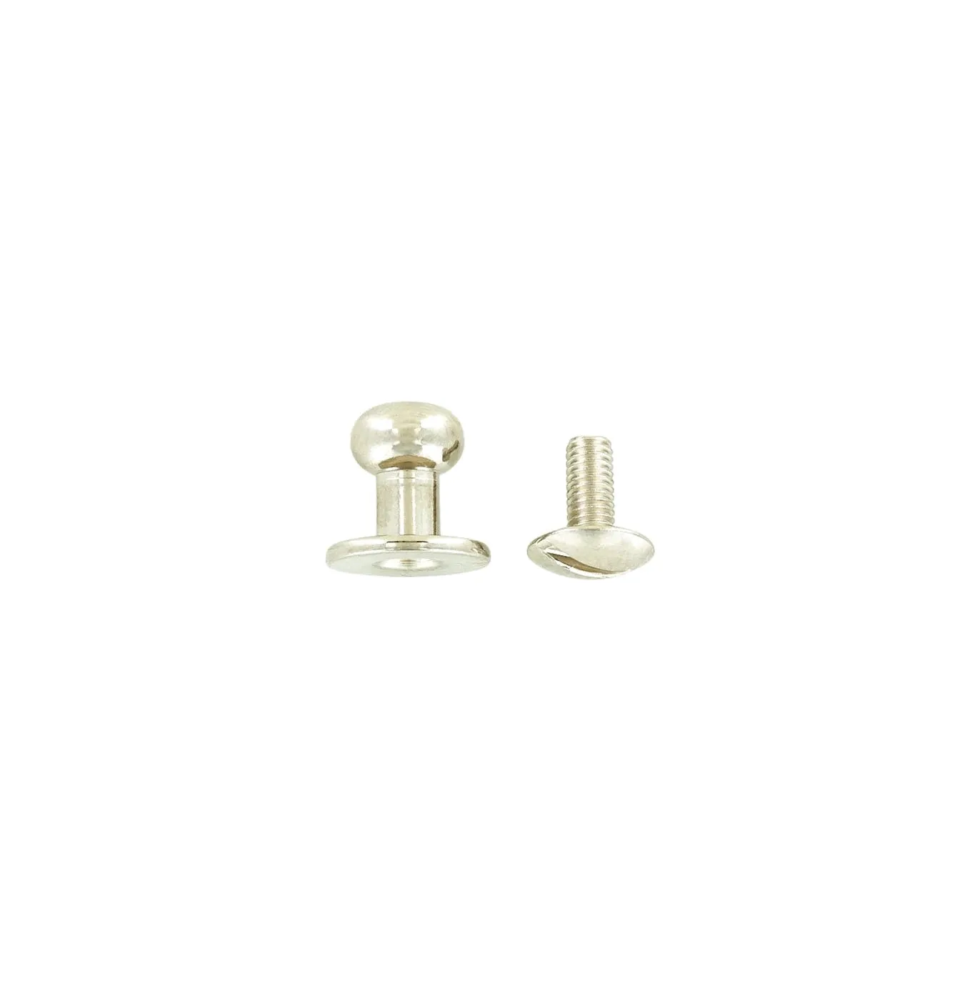 10mm, Shiny Nickel, Flat Top Collar Button Stud with Screw, Solid Brass - PK10, #P-1700-SBN