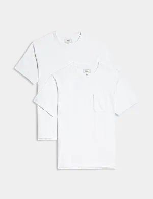 2pk Pure Cotton Crew Neck T-Shirts