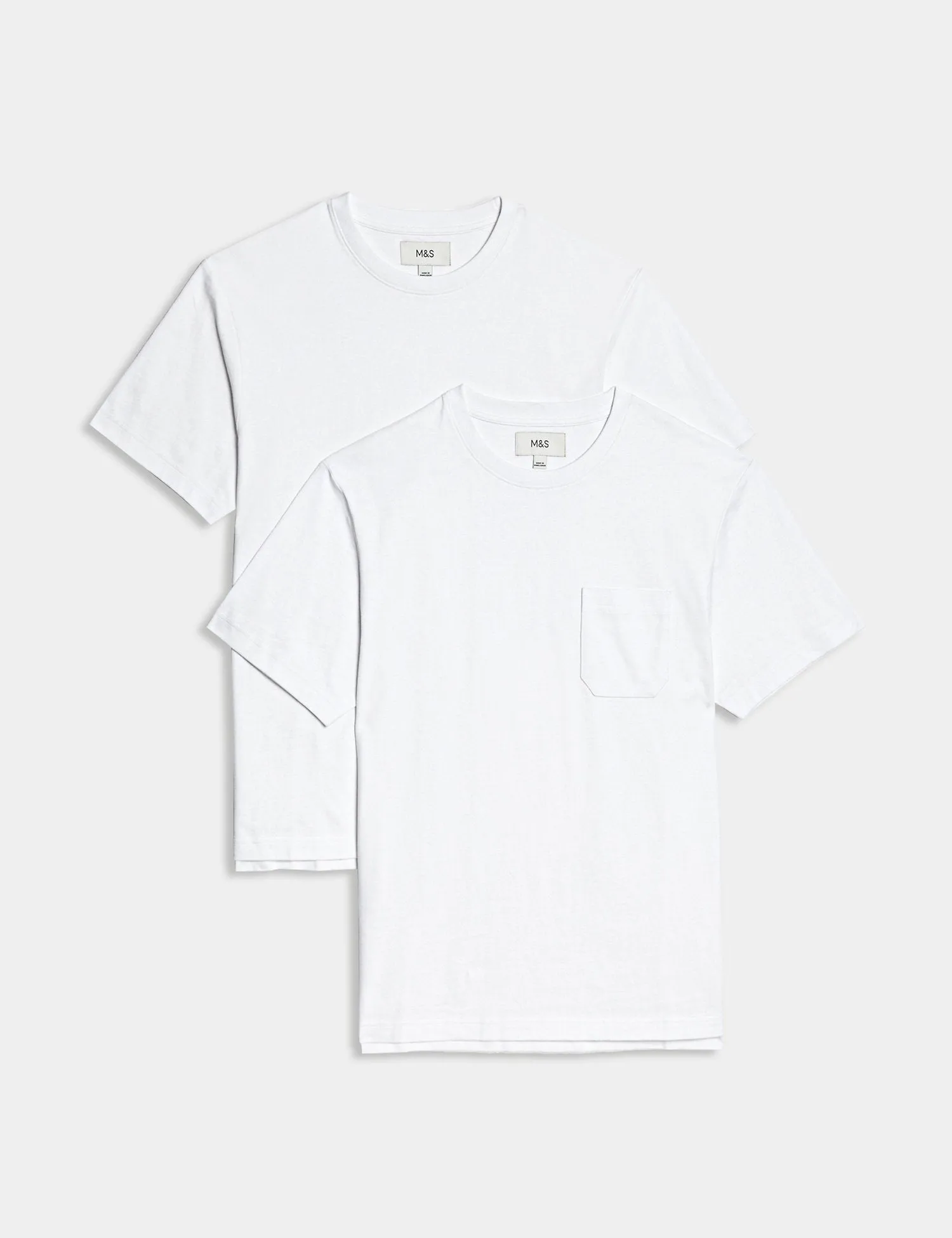 2pk Pure Cotton Crew Neck T-Shirts