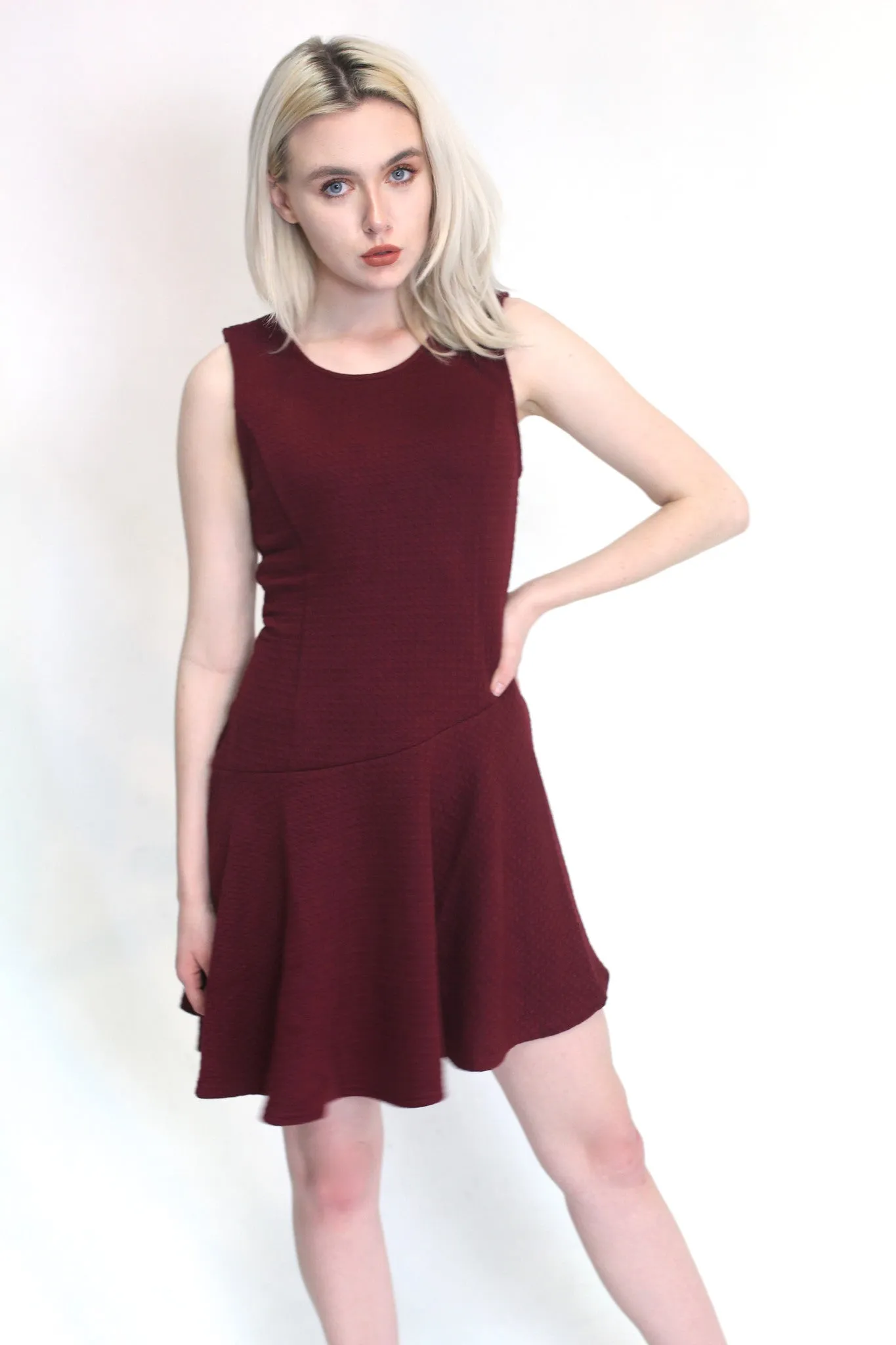 Asymmetrical Burgundy Dress