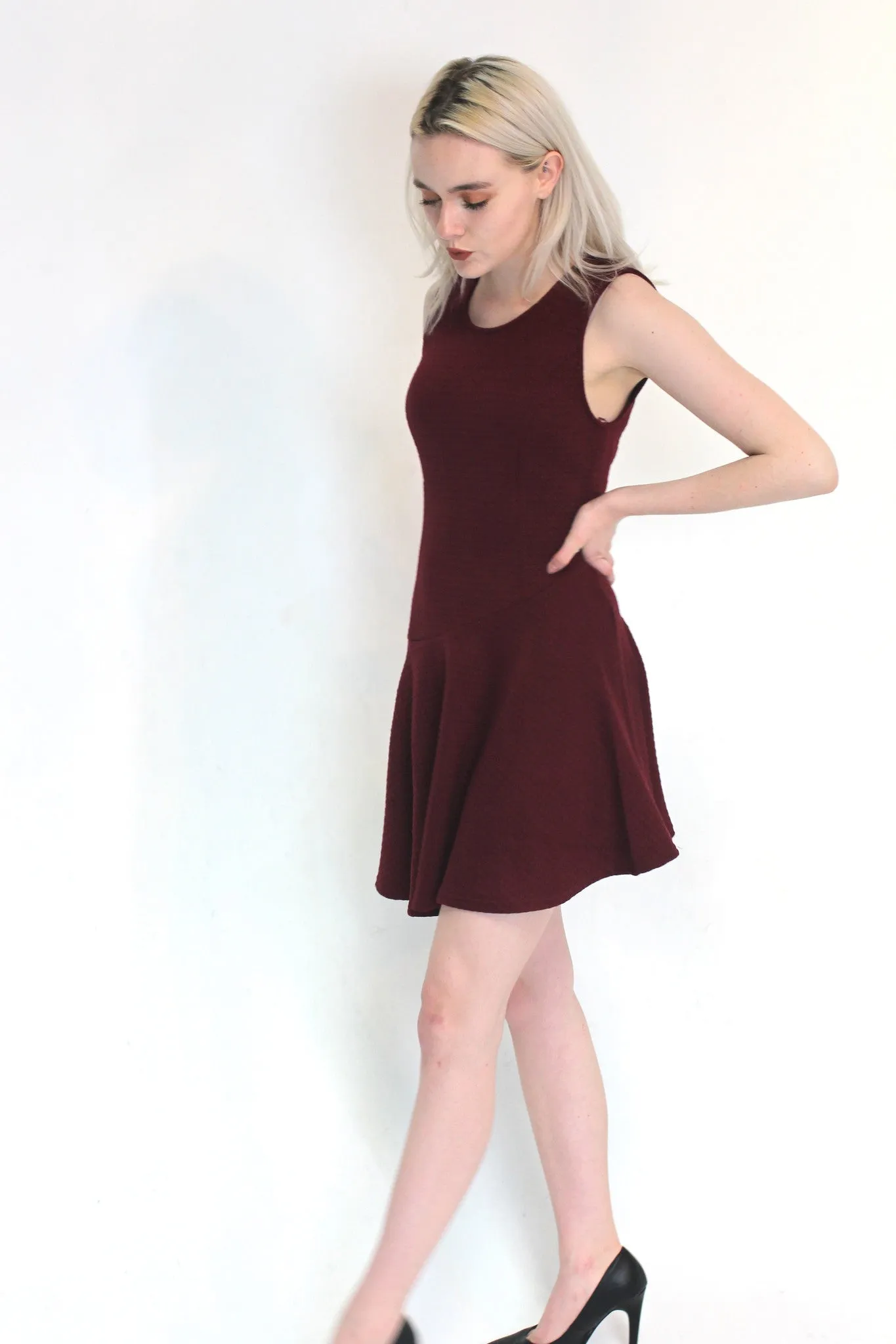 Asymmetrical Burgundy Dress