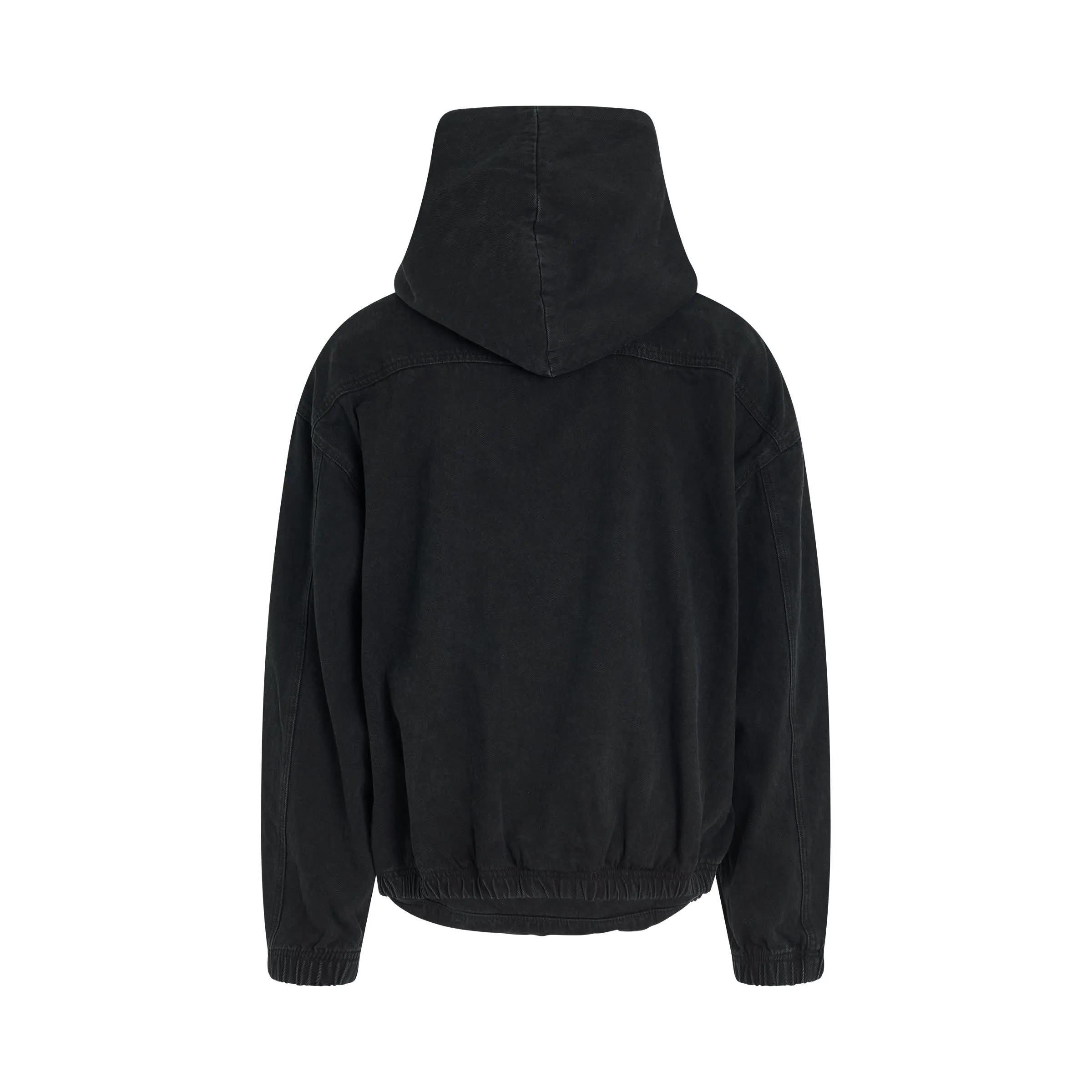 Bag Shaped Craft Denim Hoodie in Black