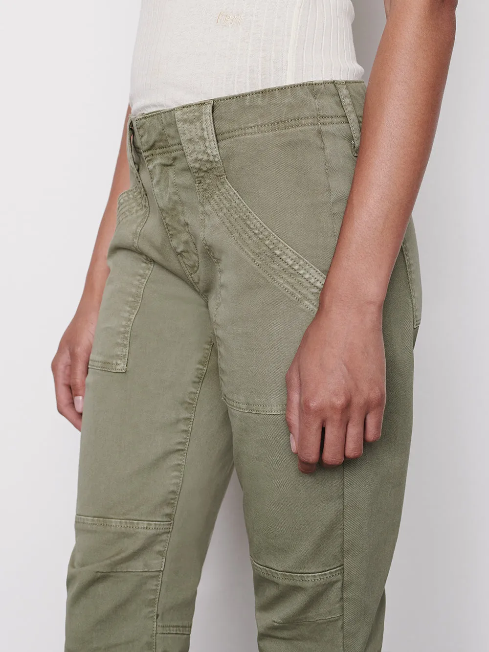 Banded Bottom Trapunto Moto Pant -- Washed Aloe