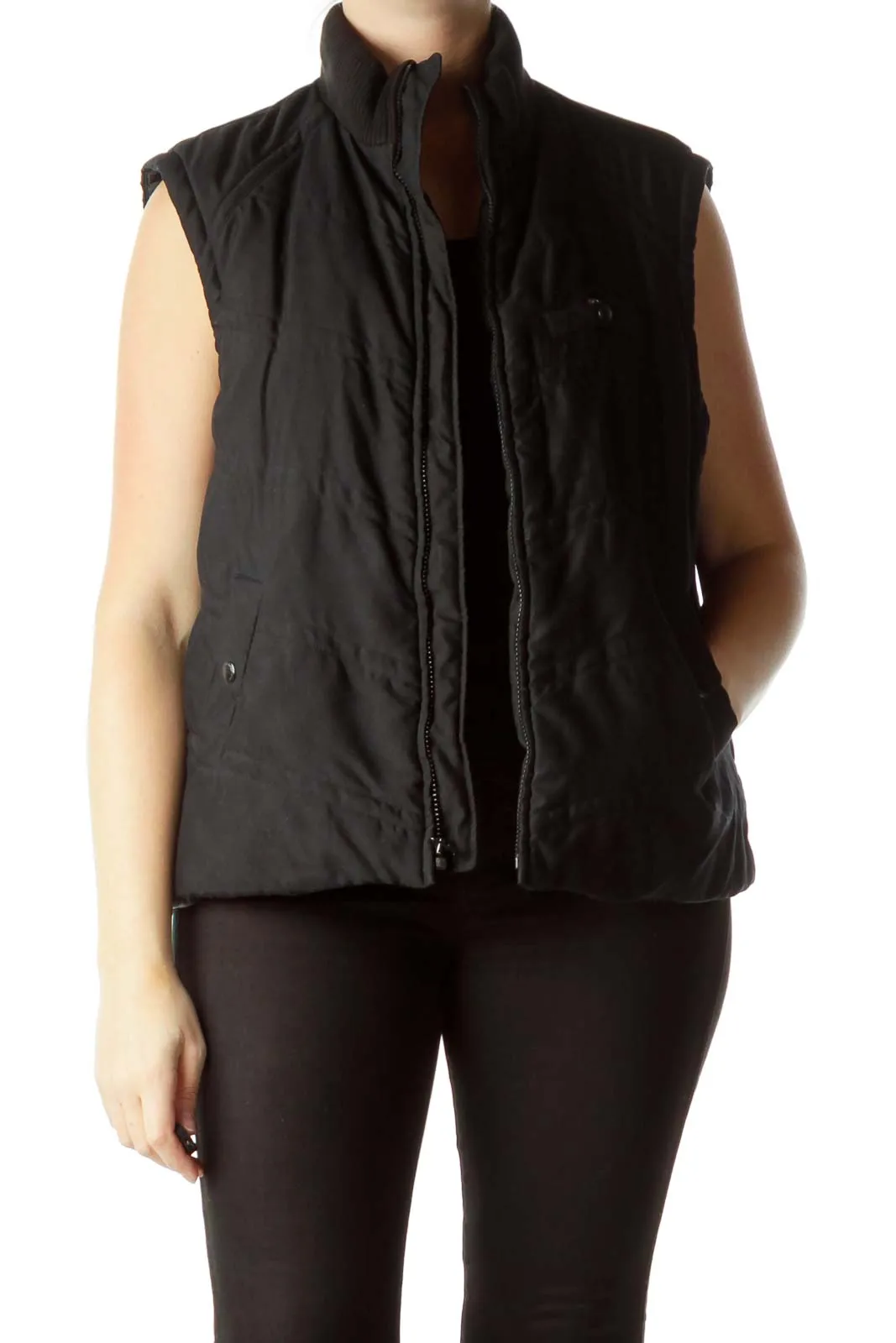 Black Padded Vest with Pockets