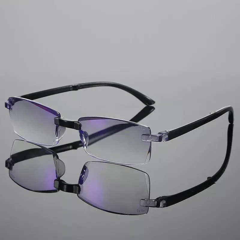 Blue Light Blocking Vintage Rimless Reading Glasses: Stylish Eye Protection