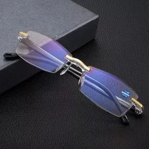 Blue Light Blocking Vintage Rimless Reading Glasses: Stylish Eye Protection