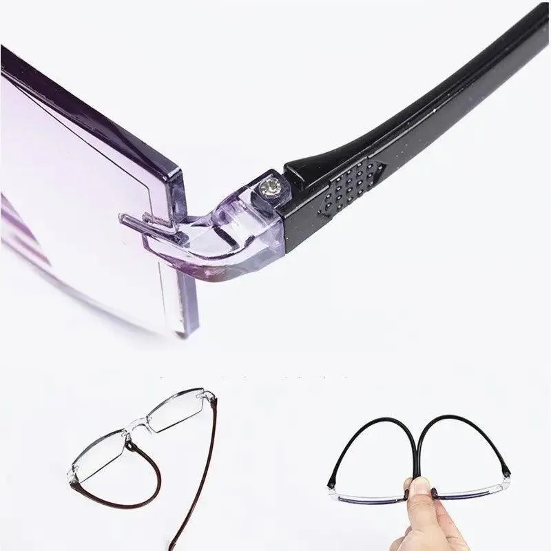 Blue Light Blocking Vintage Rimless Reading Glasses: Stylish Eye Protection