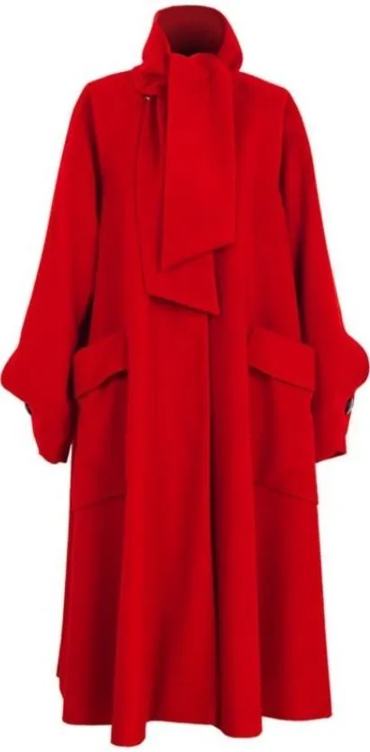 Boxy Oversized Wool Coat in Red