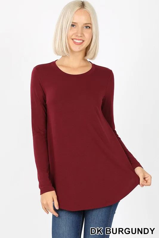 Burgundy Long Sleeve Tee- T842