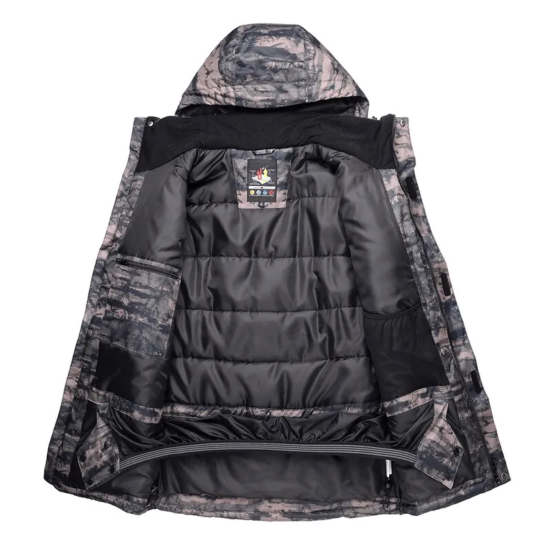 Camouflage Waterproof Men's Snowboard Jacket with Hood - SF0899