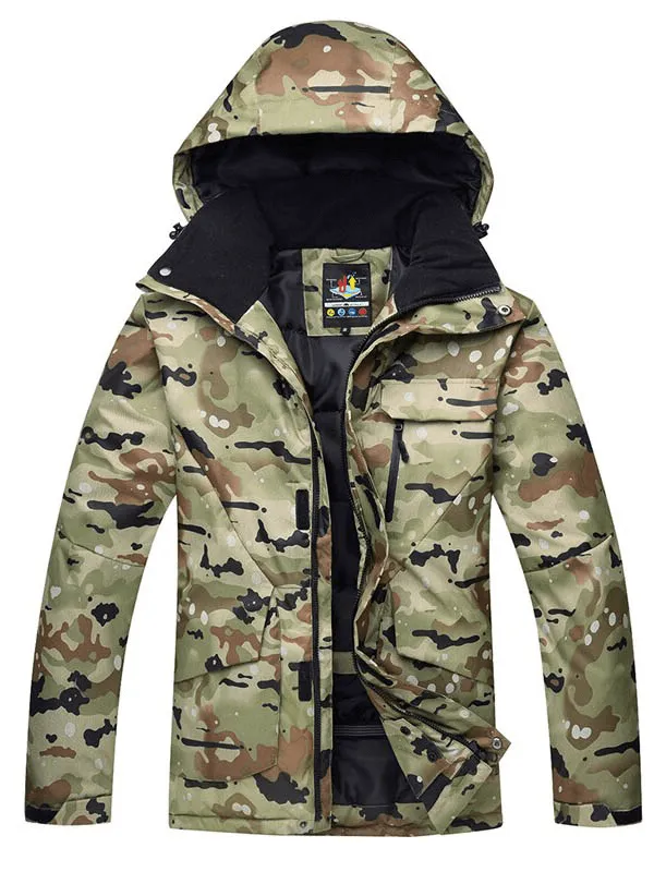 Camouflage Waterproof Men's Snowboard Jacket with Hood - SF0899