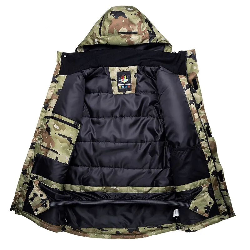 Camouflage Waterproof Men's Snowboard Jacket with Hood - SF0899