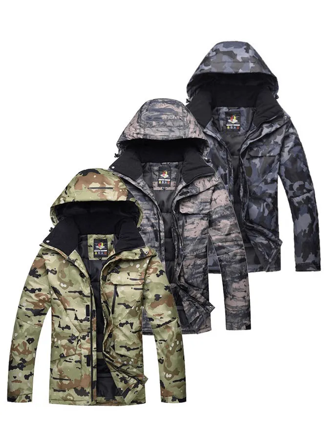 Camouflage Waterproof Men's Snowboard Jacket with Hood - SF0899