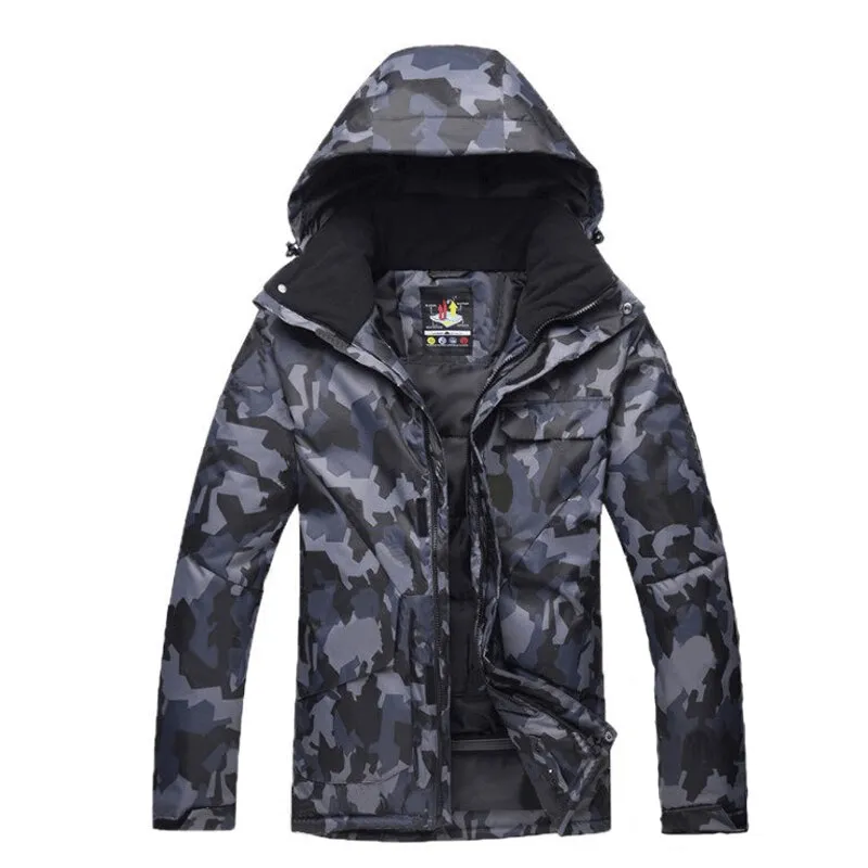 Camouflage Waterproof Men's Snowboard Jacket with Hood - SF0899