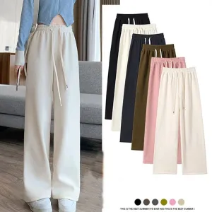 Chic Wide Leg Pants: Stylish Elastic Waist Trousers for Spring & Autumn