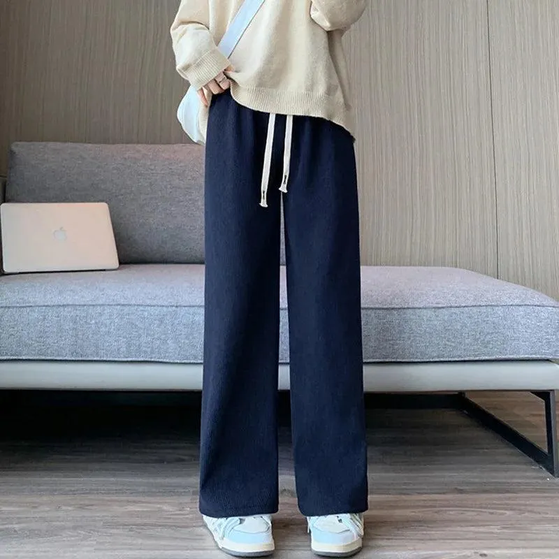 Chic Wide Leg Pants: Stylish Elastic Waist Trousers for Spring & Autumn