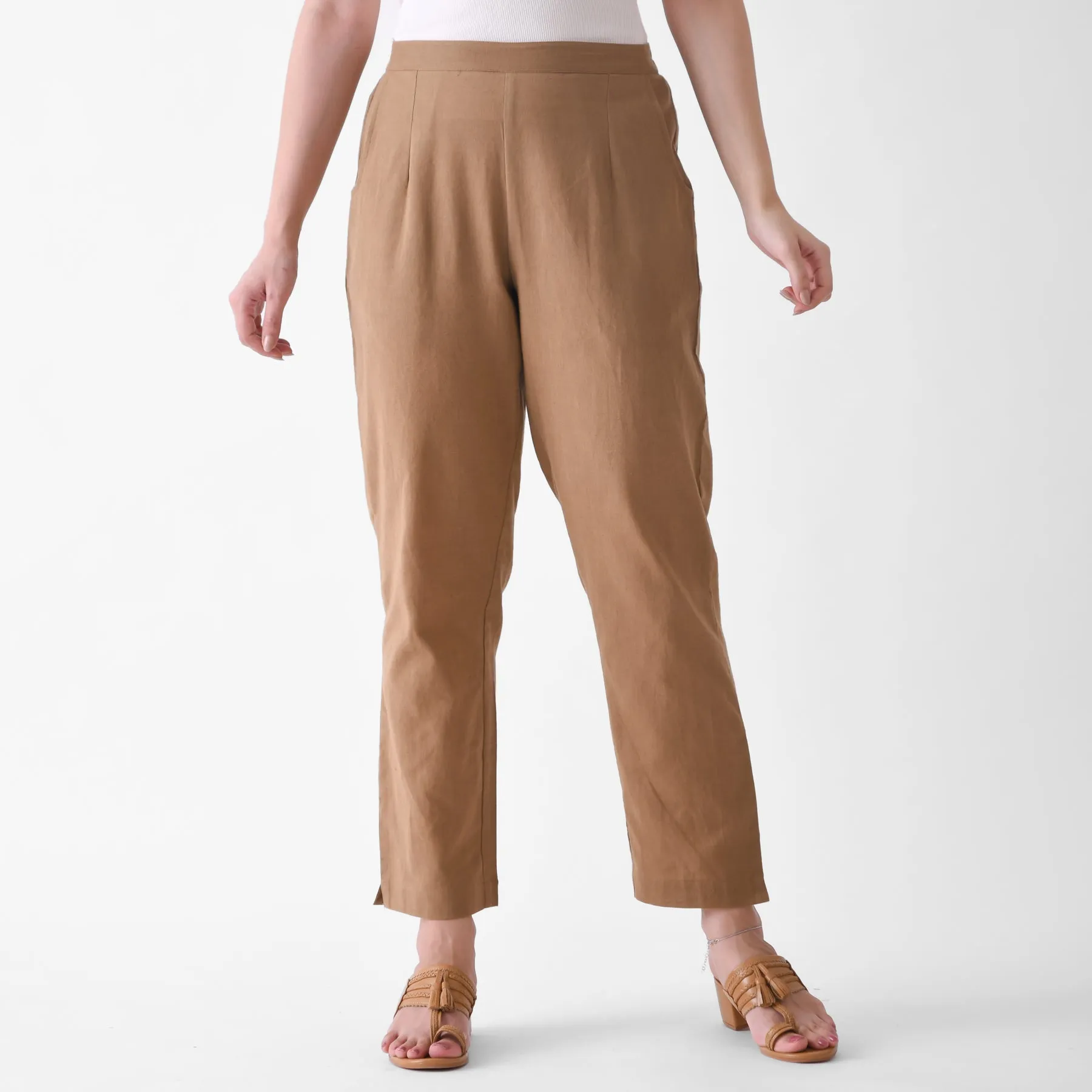 Coffee Brown Cotton AMPM Pants