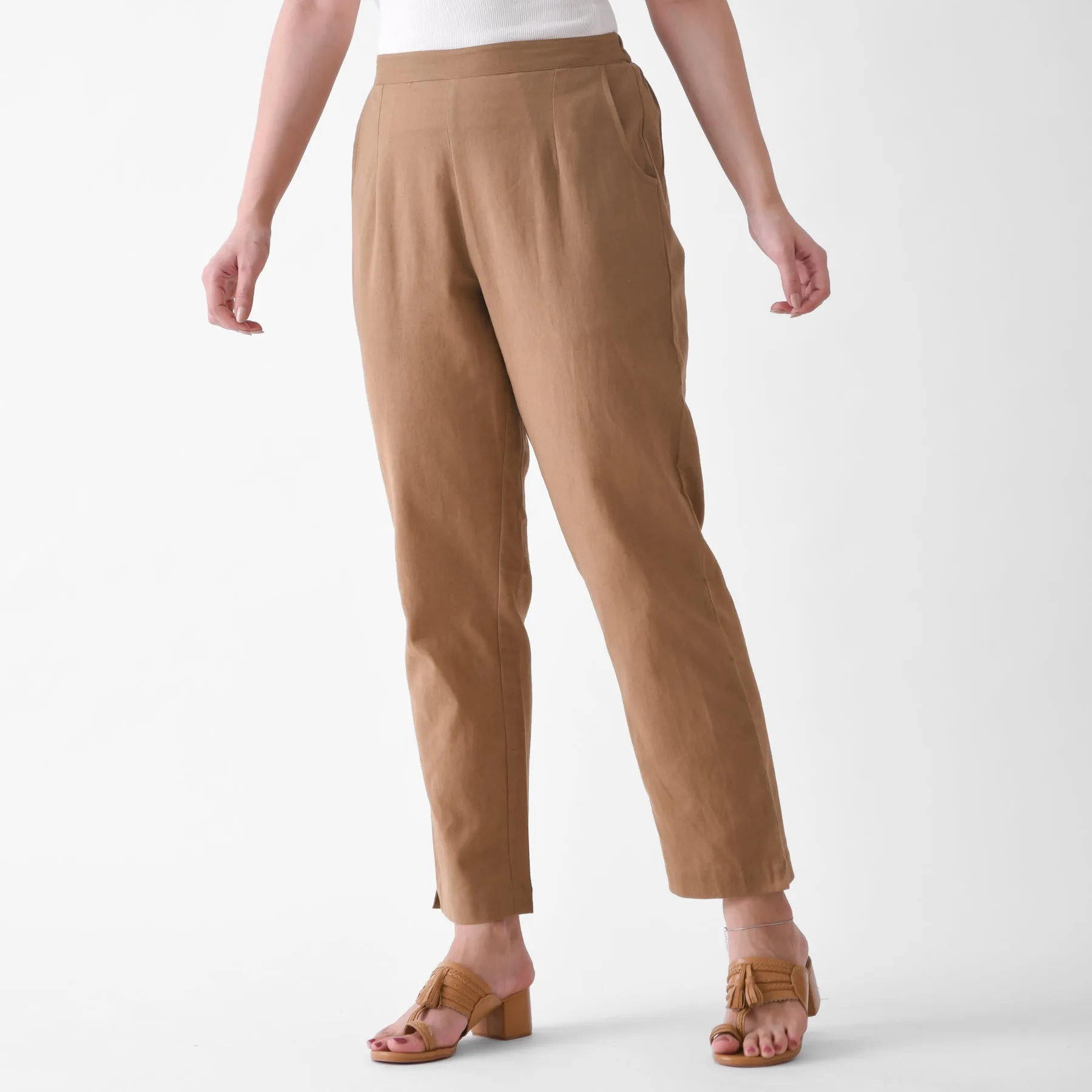 Coffee Brown Cotton AMPM Pants