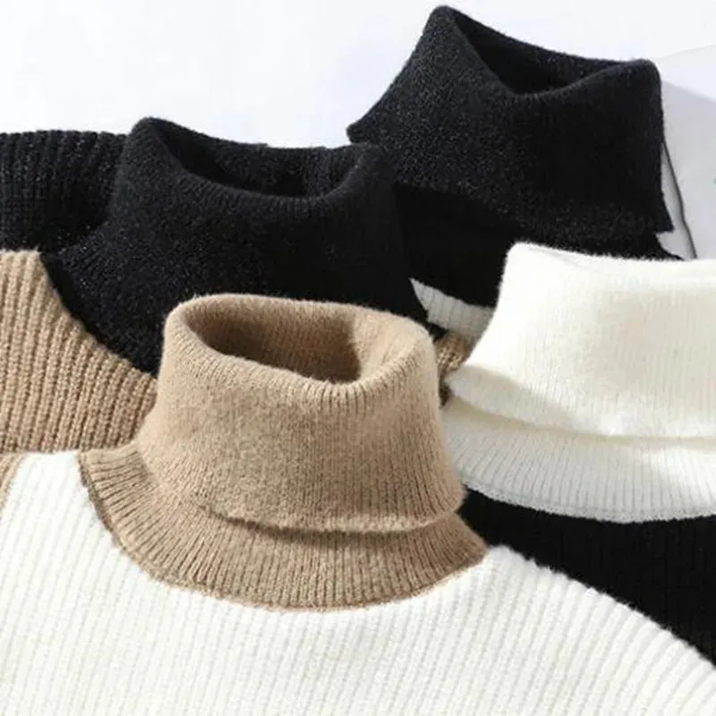 Contrast Color Block Turtleneck Sweater