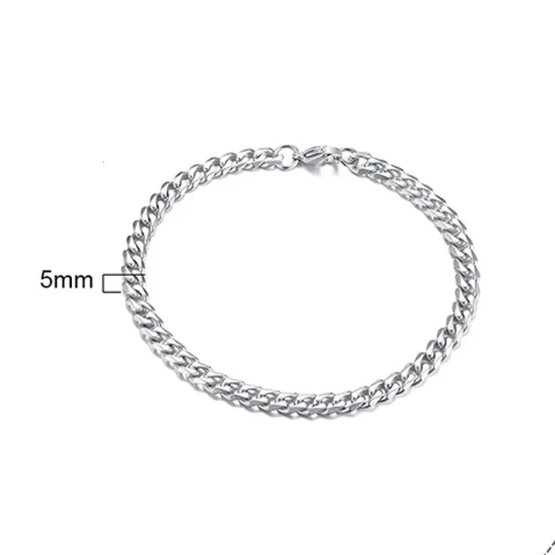 Curb Cuban Link Chain Bracelet for Men Women Couples Stainless Steel Wristbands 3mm to 11mm to Boyfreind husbands