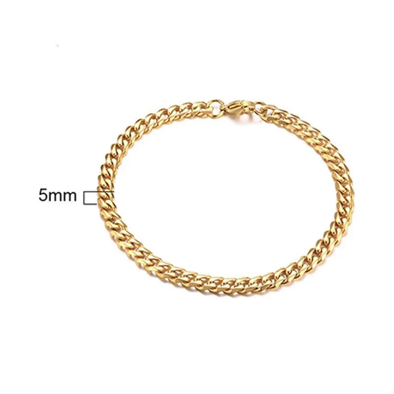 Curb Cuban Link Chain Bracelet for Men Women Couples Stainless Steel Wristbands 3mm to 11mm to Boyfreind husbands