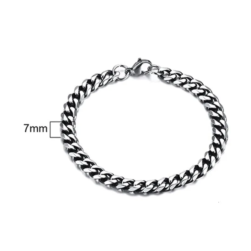 Curb Cuban Link Chain Bracelet for Men Women Couples Stainless Steel Wristbands 3mm to 11mm to Boyfreind husbands