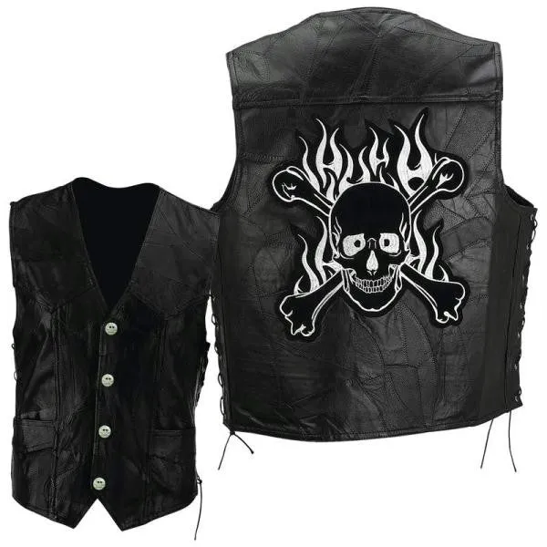 Diamond Plate Rock Design Genuine Buffalo Leather Motorcycle Vest- Sz 3x