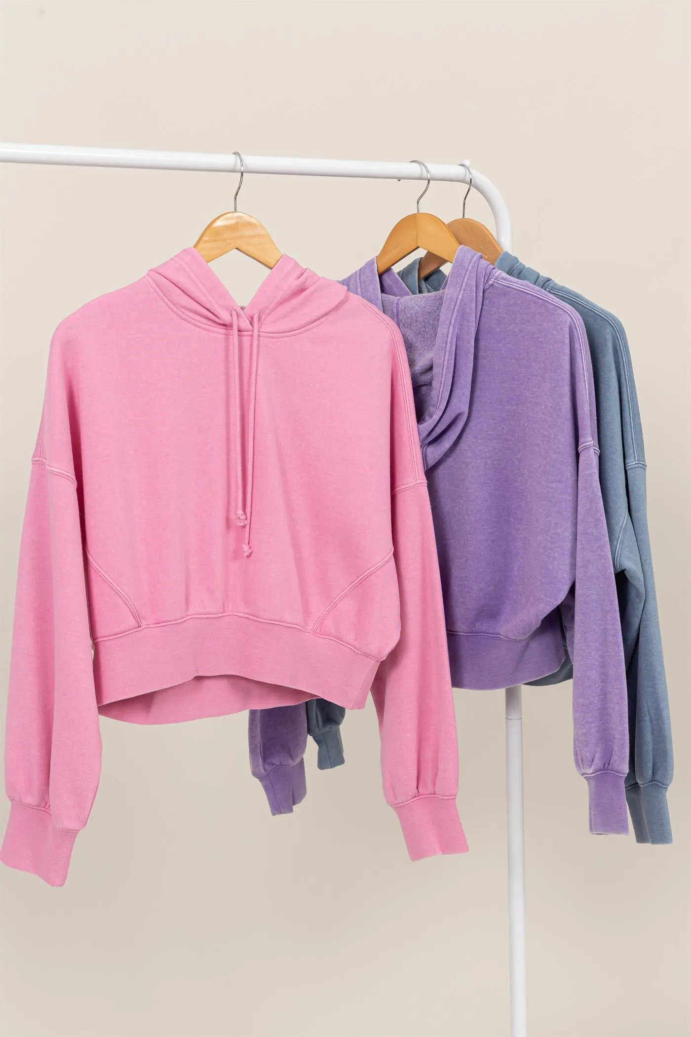 DZ24E105-DROP SHOULDER CROPPED HOODIE