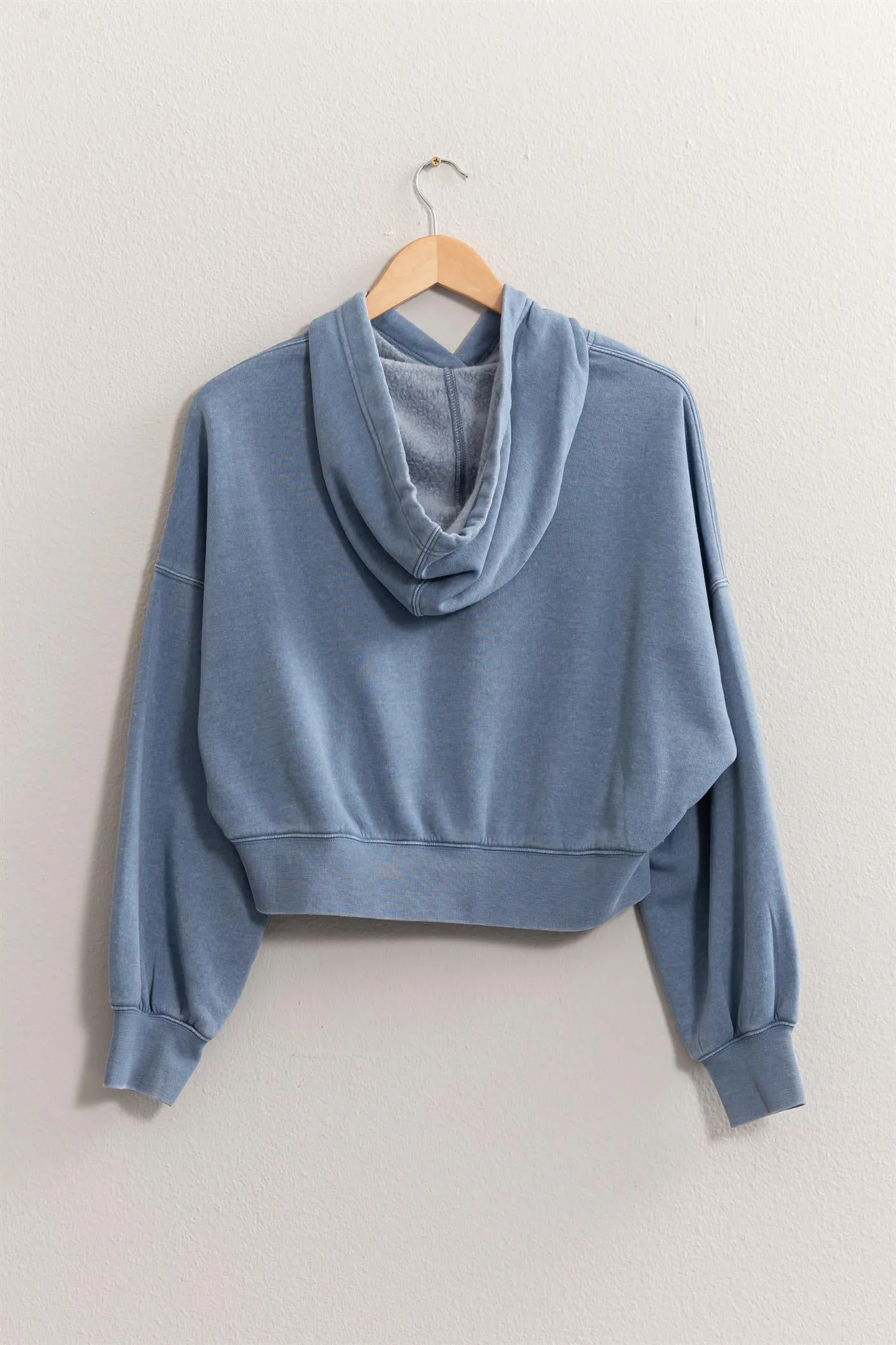 DZ24E105-DROP SHOULDER CROPPED HOODIE