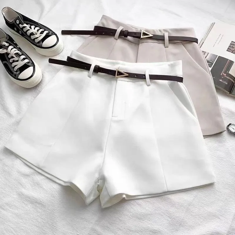 Elegant High Waist A-line Trousers: Vintage-Inspired Chic Office Shorts