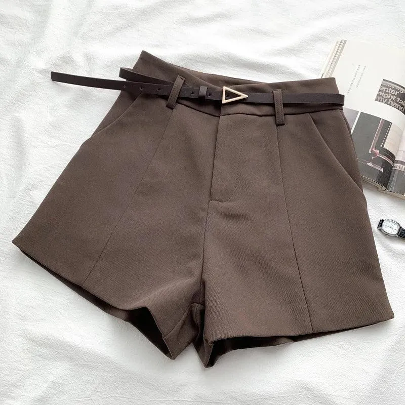 Elegant High Waist A-line Trousers: Vintage-Inspired Chic Office Shorts