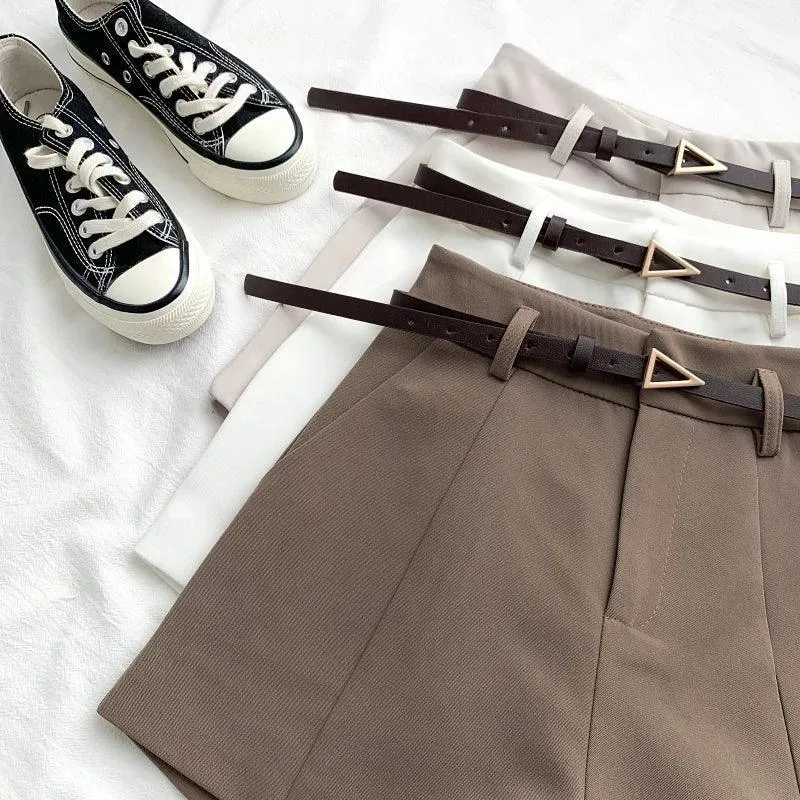 Elegant High Waist A-line Trousers: Vintage-Inspired Chic Office Shorts