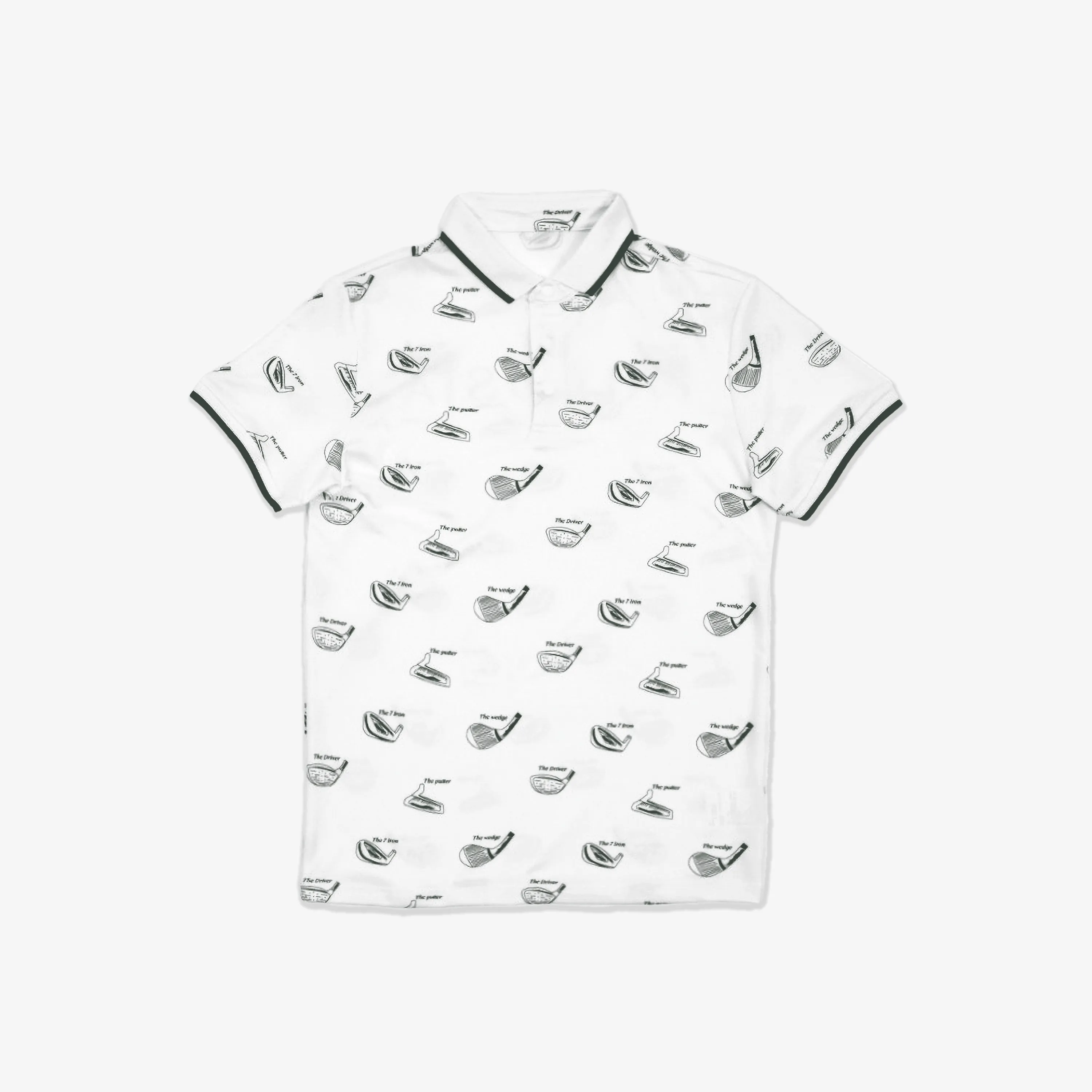 Falcosia Men's Printed Polo-White