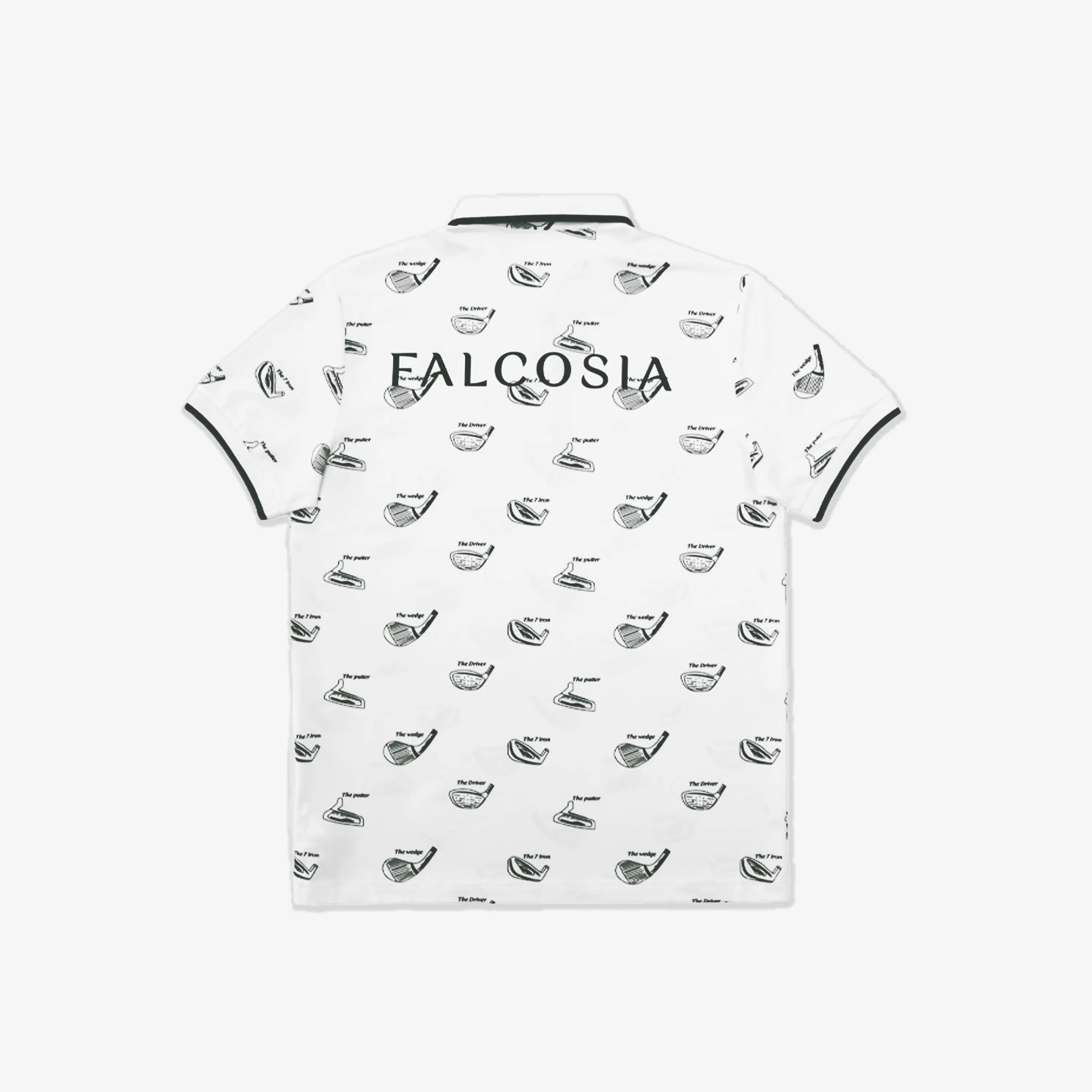 Falcosia Men's Printed Polo-White