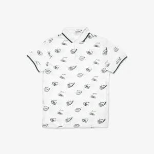 Falcosia Men's Printed Polo-White