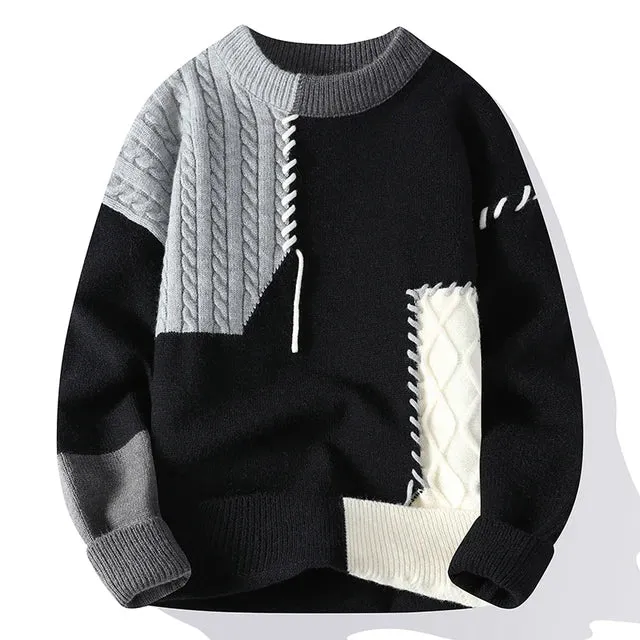 Fashion Colorfull O-Neck Patchwork Sweater