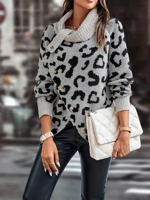 Fashionkova  Sweater Women Turtleneck Leopard Knitted Sweater Print Winter Thick Female Pullovers Casual Tops Autumn Winter Sweater