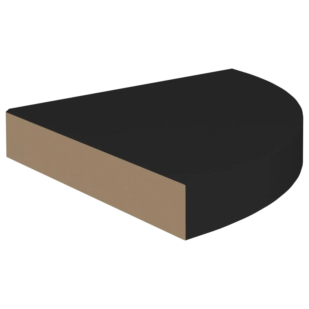 Floating Corner Shelves 2 pcs Black 25x25x3.8 cm MDF