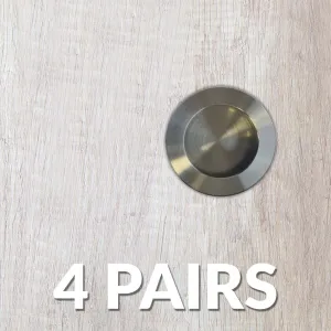 Four Pairs of Anniston 50mm Sliding Door Round Flush Pulls - Satin Stainless Steel