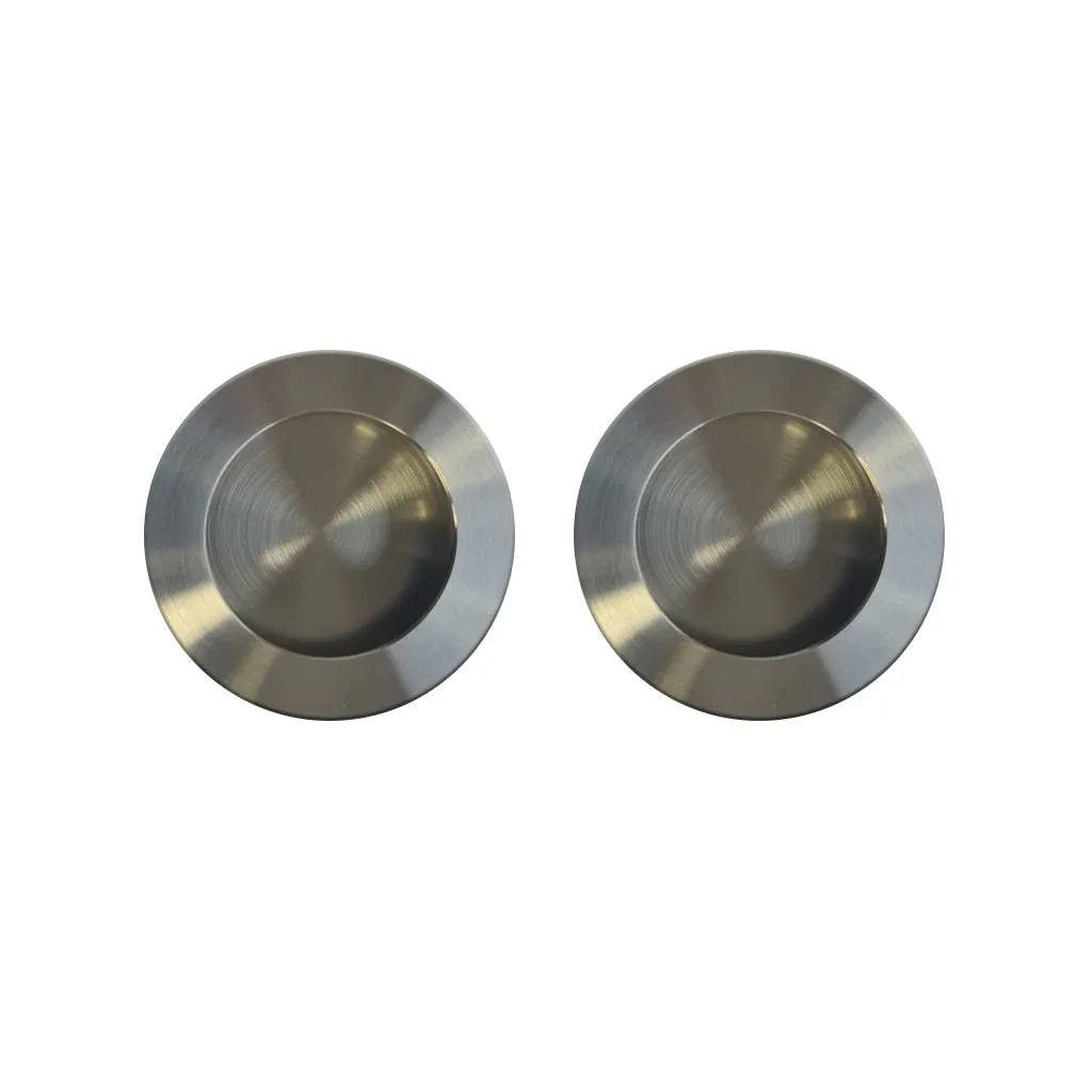 Four Pairs of Anniston 50mm Sliding Door Round Flush Pulls - Satin Stainless Steel