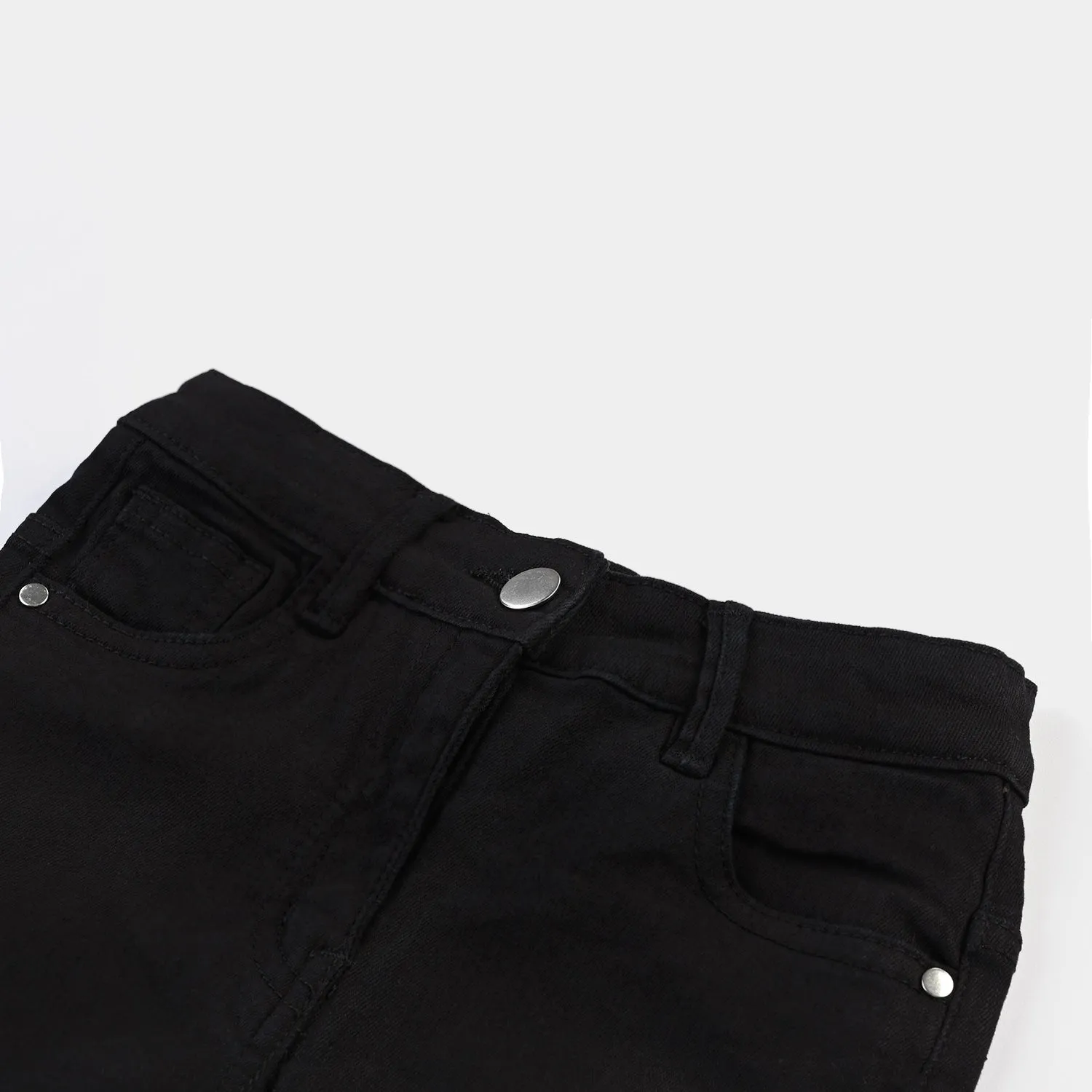 Girls Denim Stretch Pant Tape-BLACK