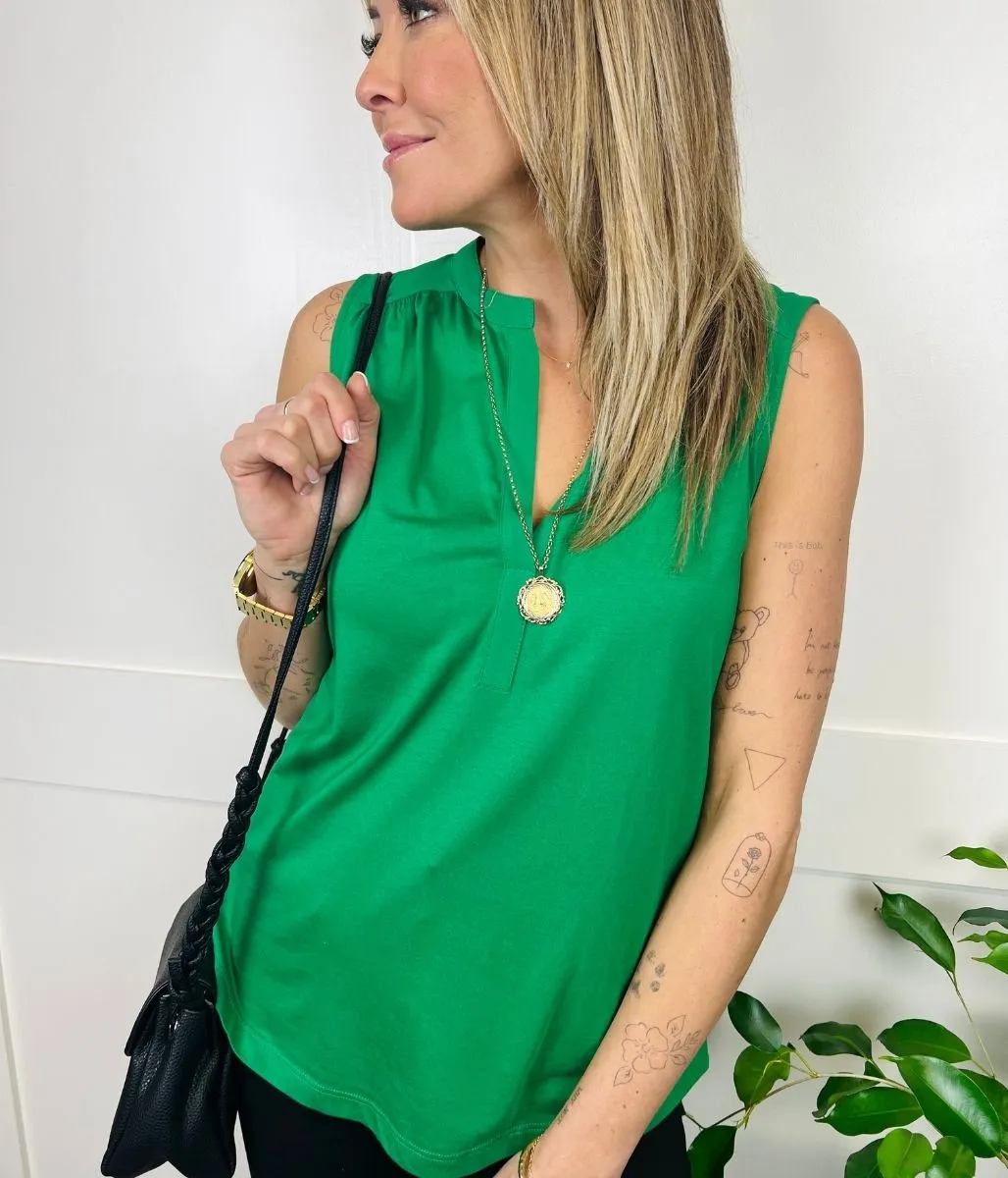 Green Nadine Sleeveless Blouse