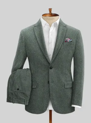 Harris Tweed Wide Herringbone Green Suit