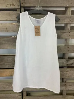 HLT317 SLEEVELESS TUNIC TOP-WHITE