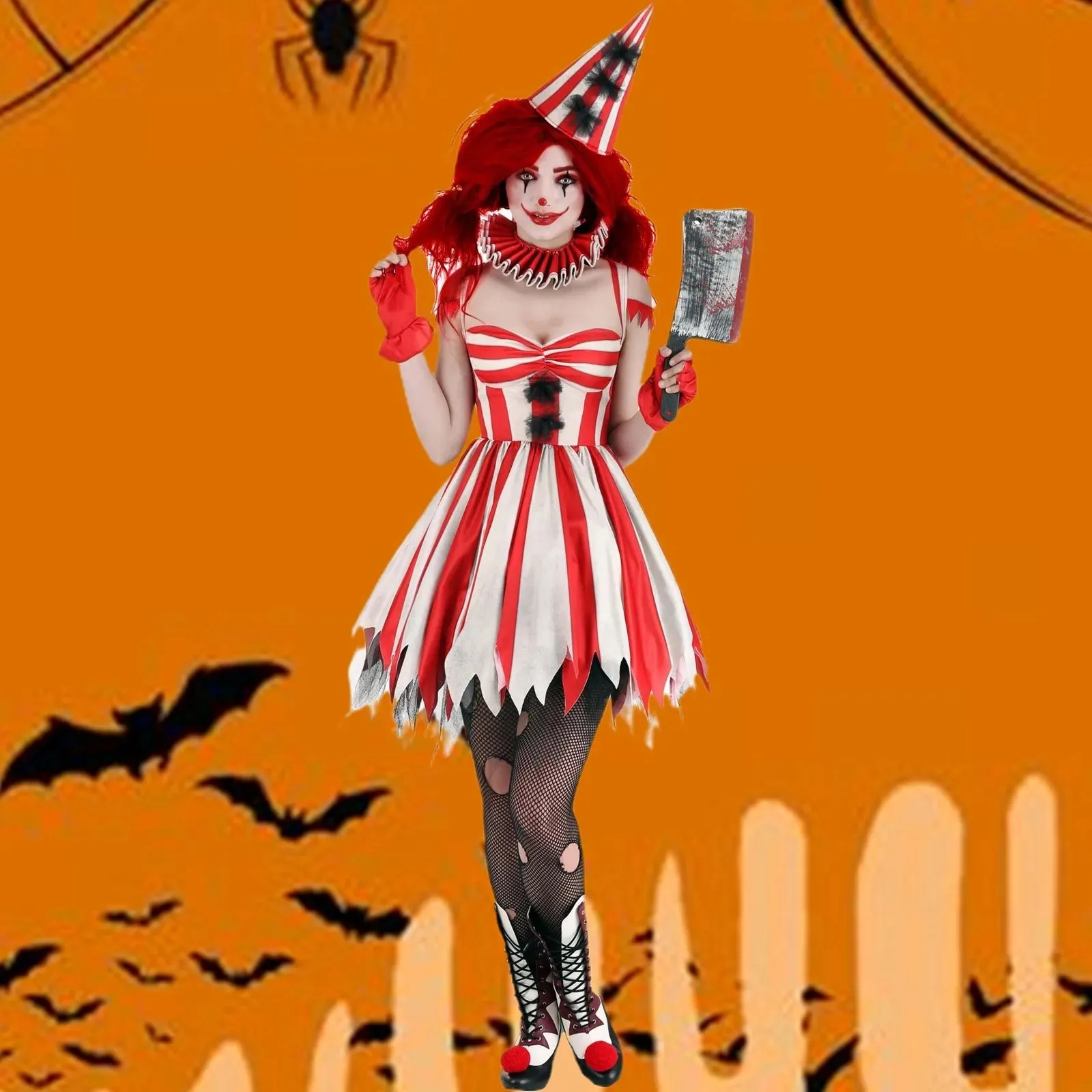 Horror Party Stylish Sawtooth Carnival Clown Circus Halloween Anime Cartoon Attire