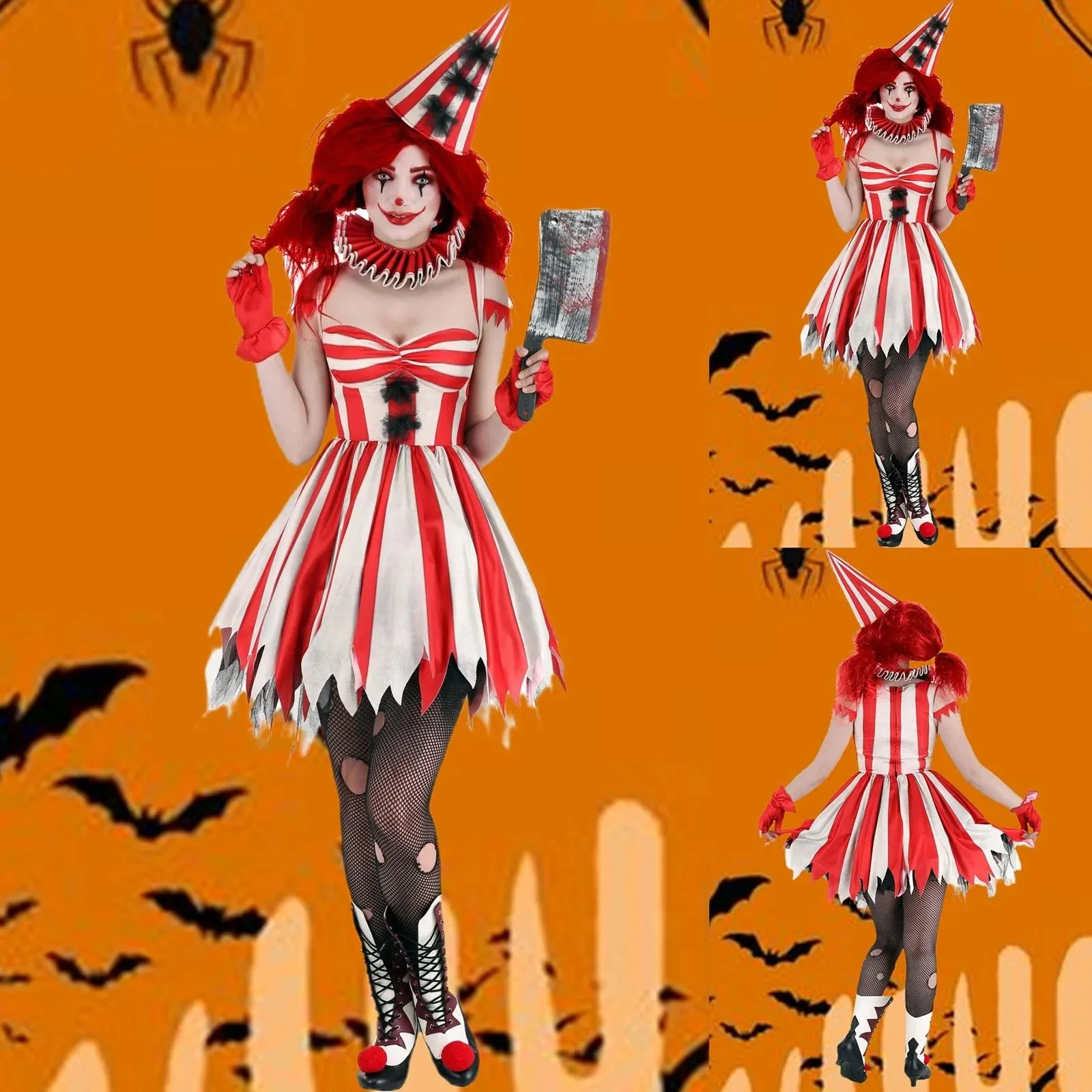 Horror Party Stylish Sawtooth Carnival Clown Circus Halloween Anime Cartoon Attire