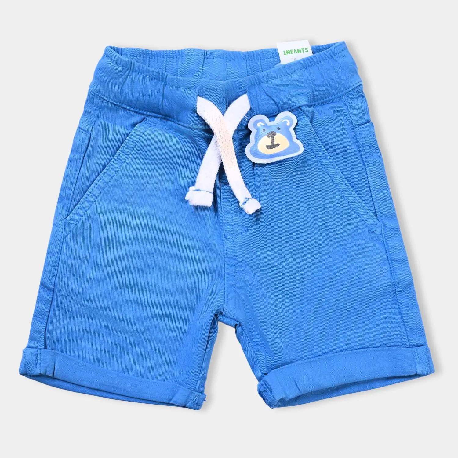 Infant Boys Cotton Twill Short Bear Hanging-R.Blue